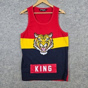Rebel Minds‎ Men's Tiger King Patch Tank Top Size M 100% Cotton Colorblock India